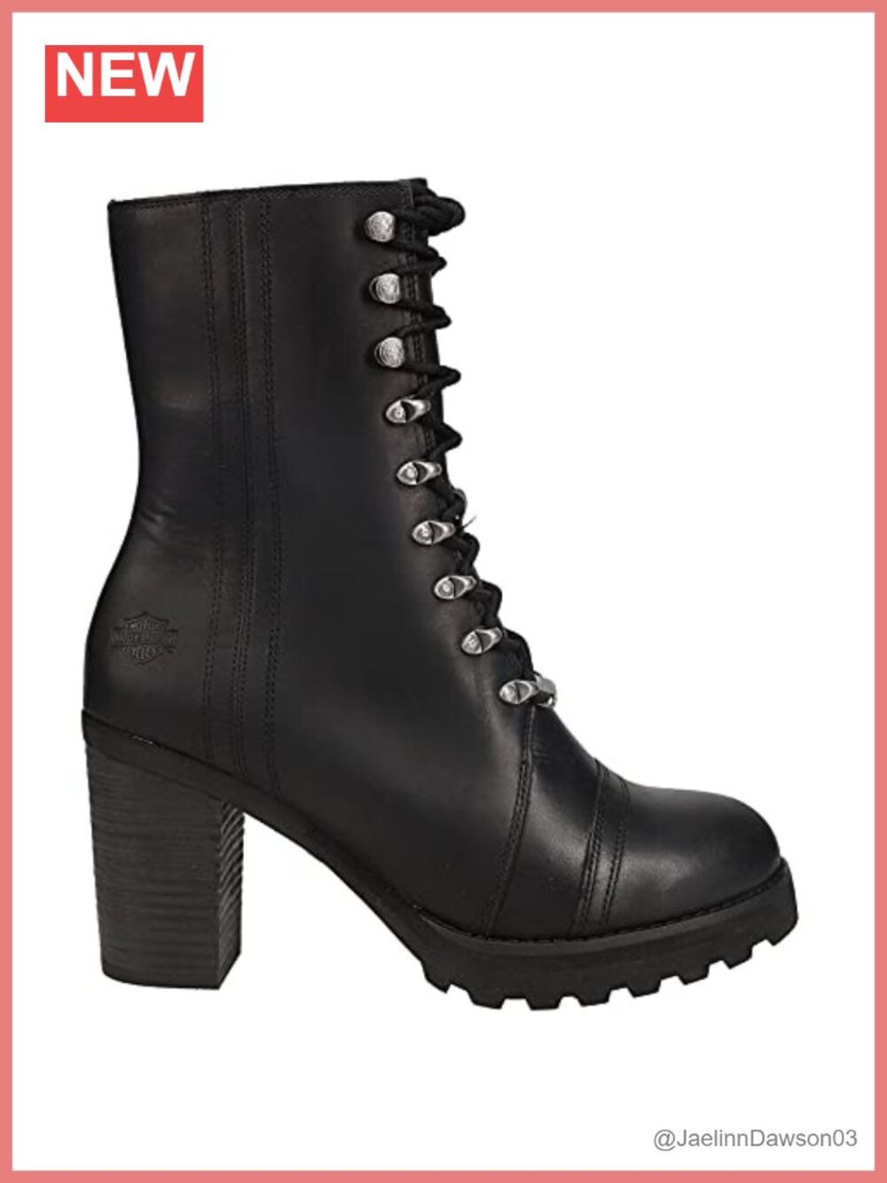 Full Grain Leather Motorcycle Ankle Boots Round Toe Lace Up